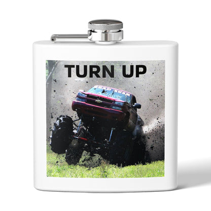 Head Rush 6oz Stainless Steel Flask - "Turn Up" Off-Road Adventure Design
